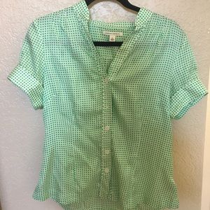 Green & White Patterned Banana Republic Top